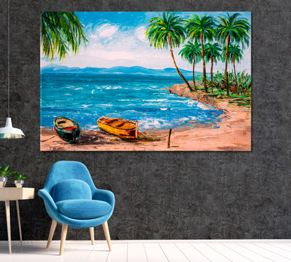 Paradise Tropical Island Beach Canvas Print ArtLexy 1 Panel 24"x16" inches 