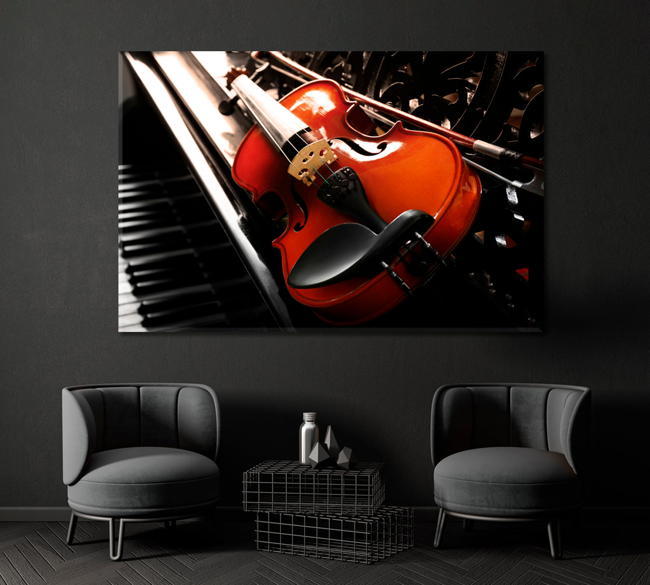 Violin on Piano Canvas Print ArtLexy 1 Panel 24"x16" inches 