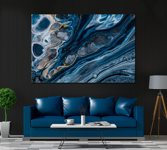 Abstract Navy Blue Stone Canvas Print ArtLexy 1 Panel 24"x16" inches 