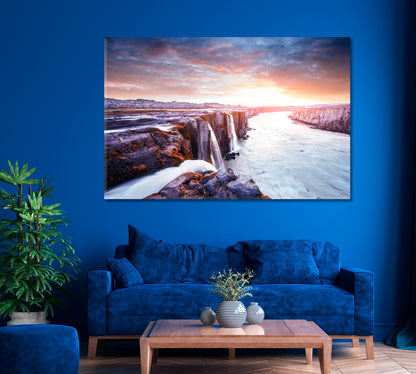Selfoss Waterfall Iceland Canvas Print ArtLexy 1 Panel 24"x16" inches 