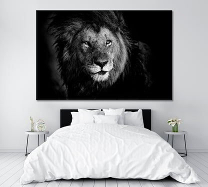 Beautiful Lion in Black and White Canvas Print ArtLexy 1 Panel 24"x16" inches 