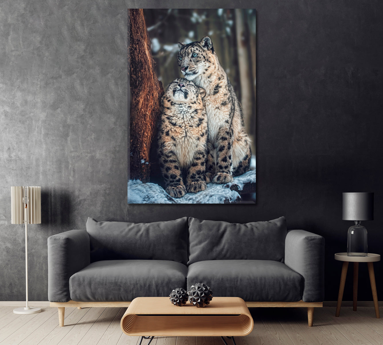 Snow Leopards Canvas Print ArtLexy 1 Panel 16"x24" inches 