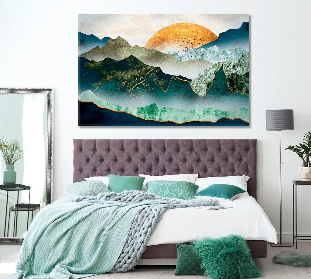 Abstract Mountains at Sunset Canvas Print ArtLexy 1 Panel 24"x16" inches 