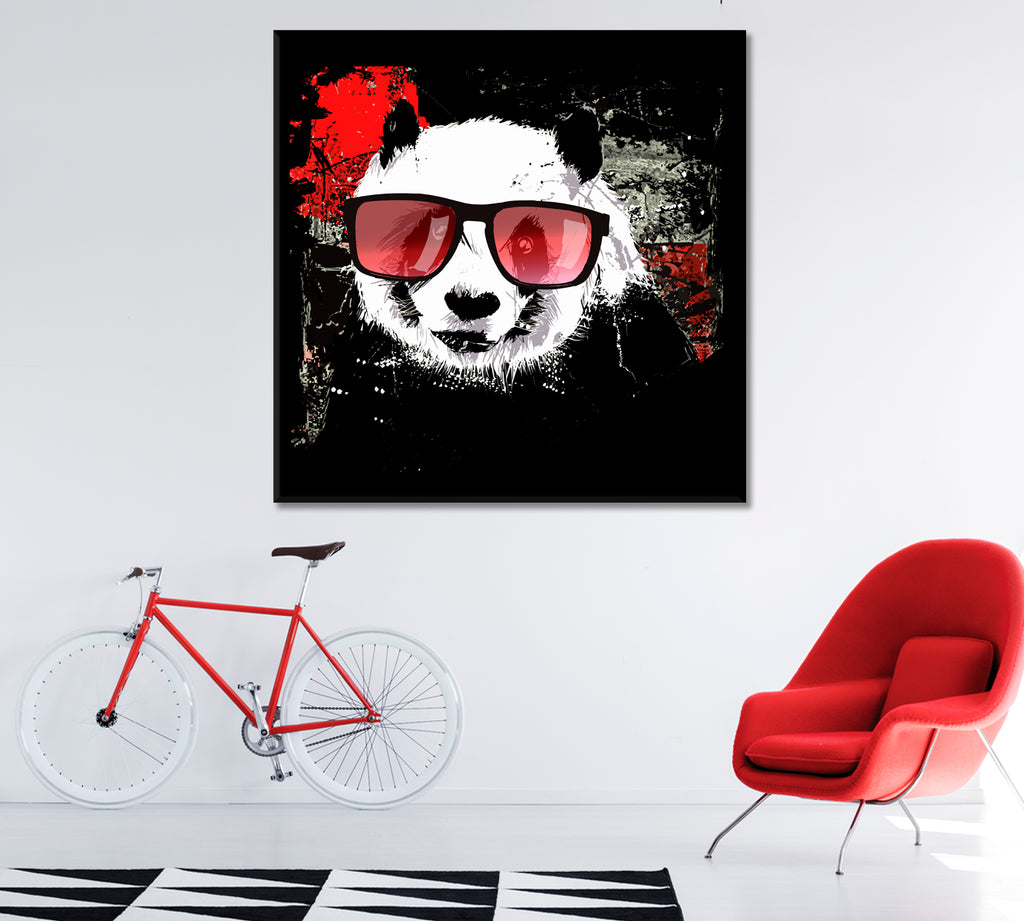 Panda with Glasses Canvas Print ArtLexy 1 Panel 12"x12" inches 