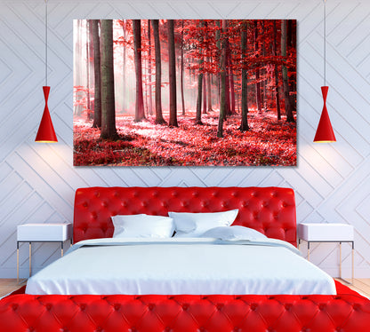 Red Forest Canvas Print ArtLexy 1 Panel 24"x16" inches 