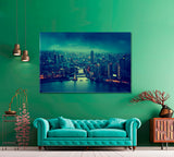 Shanghai Skyline China Canvas Print ArtLexy 1 Panel 24"x16" inches 