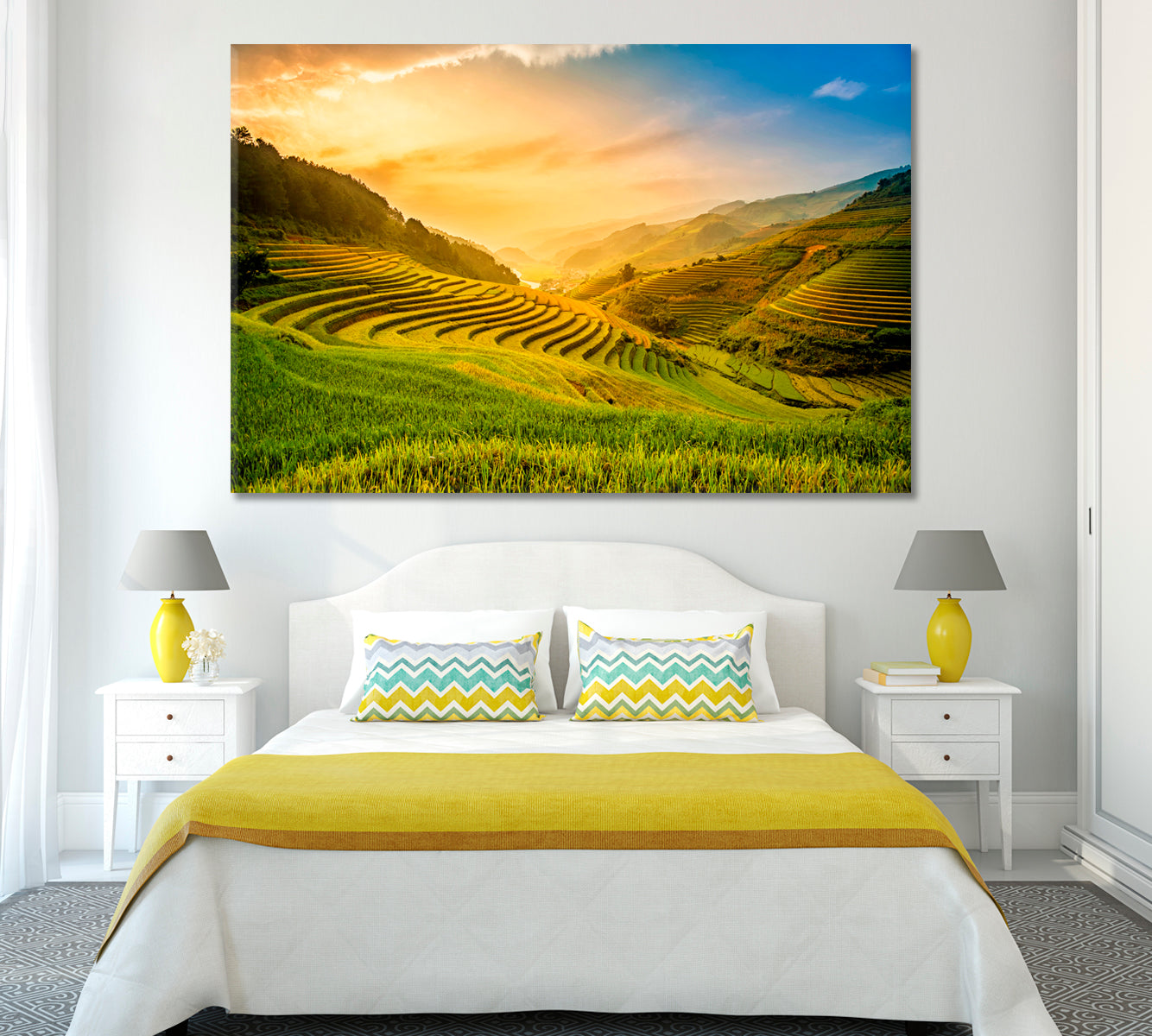 Beautiful Sunset on Rice Terraces Vietnam Canvas Print ArtLexy   