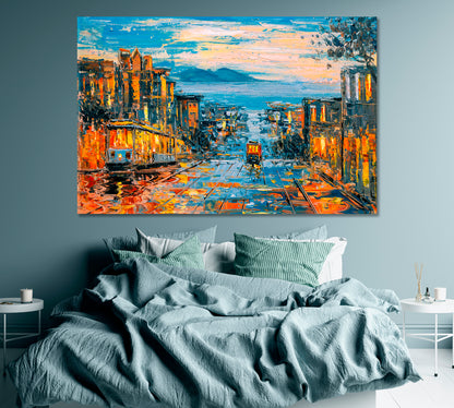 San Francisco Colorful Street Canvas Print ArtLexy 1 Panel 24"x16" inches 