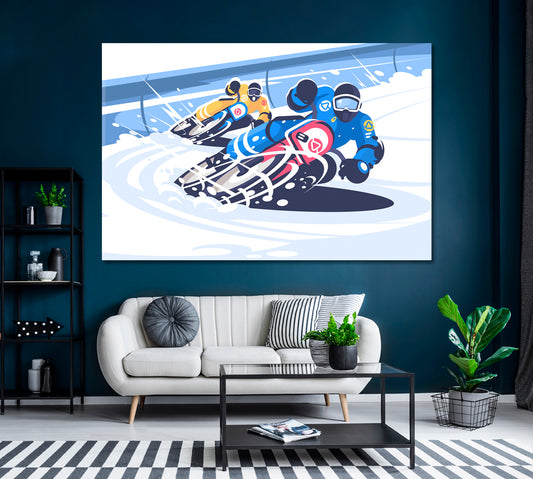 Motorcycle Racing Canvas Print ArtLexy 1 Panel 24"x16" inches 