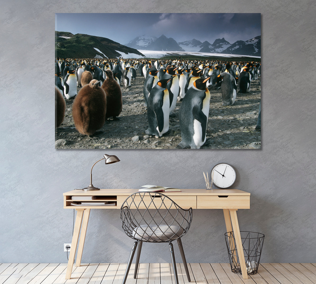 King Penguins Canvas Print ArtLexy 1 Panel 24"x16" inches 