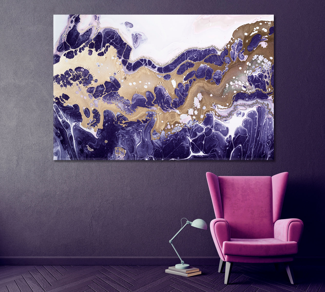 Liquid Purple Wavy Marble Canvas Print ArtLexy 1 Panel 24"x16" inches 