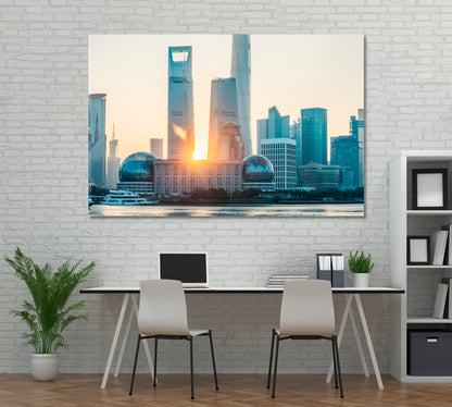 Shanghai Business District Canvas Print ArtLexy 1 Panel 24"x16" inches 