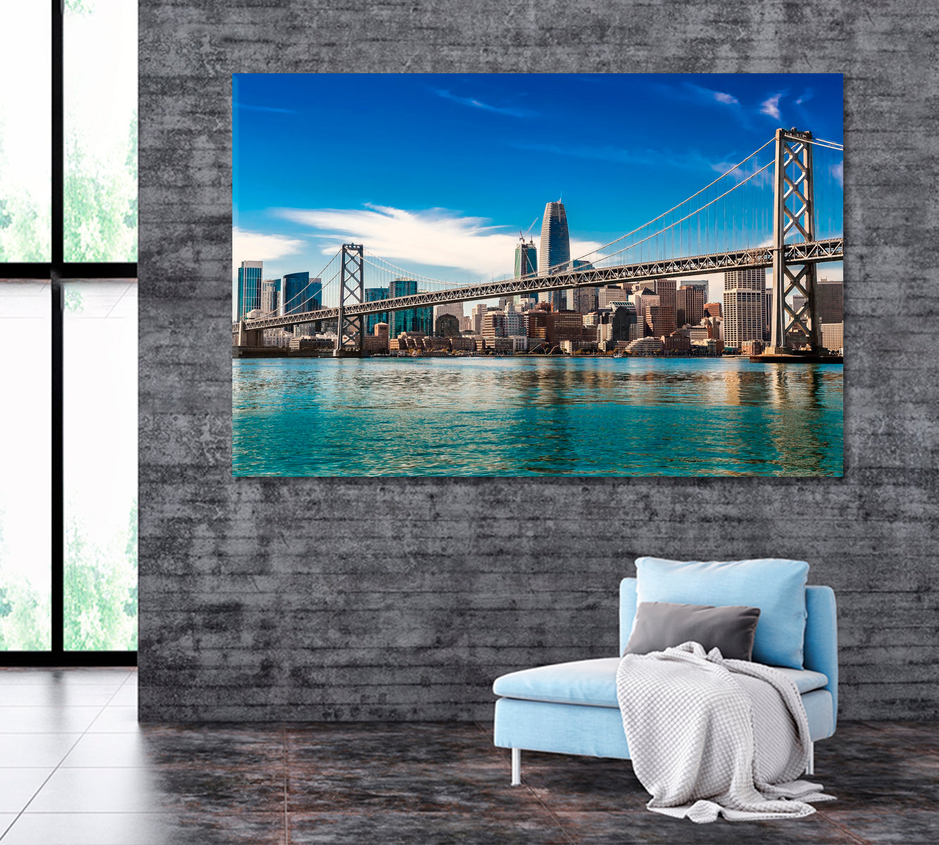 San Francisco and Oakland Bay Bridge Canvas Print ArtLexy   