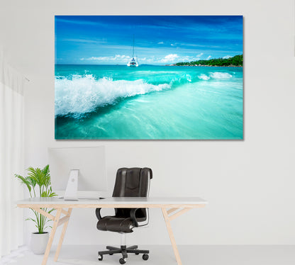 Beach "Anse Lazio" Praslin Seychelles Canvas Print ArtLexy 1 Panel 24"x16" inches 