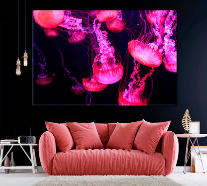 Glowing Jellyfish Canvas Print ArtLexy 1 Panel 24"x16" inches 