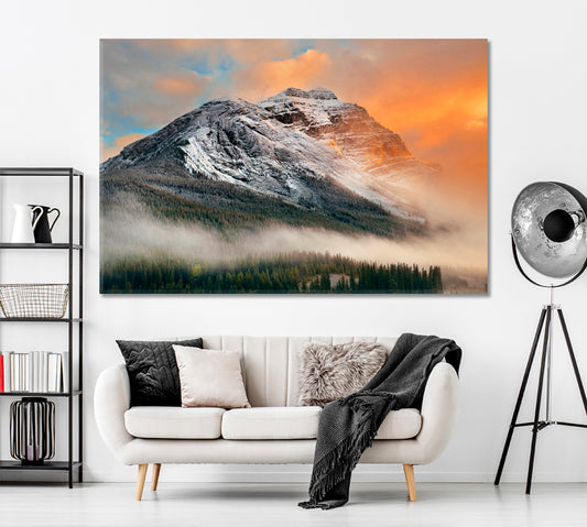 Misty Mountain Peaks Yoho National Park Canada Canvas Print ArtLexy 1 Panel 24"x16" inches 
