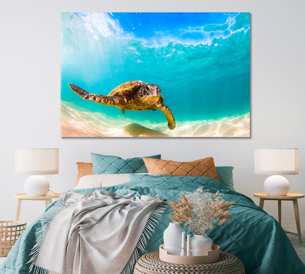 Hawaiian Green Sea Turtle Pacific Ocean Hawaii Canvas Print ArtLexy   