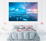 Sailboat among Icebergs in Disko Bay Greenland Canvas Print ArtLexy 1 Panel 24"x16" inches 