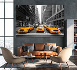 Yellow Cabs on 7th Avenue New York Canvas Print ArtLexy 1 Panel 24"x16" inches 