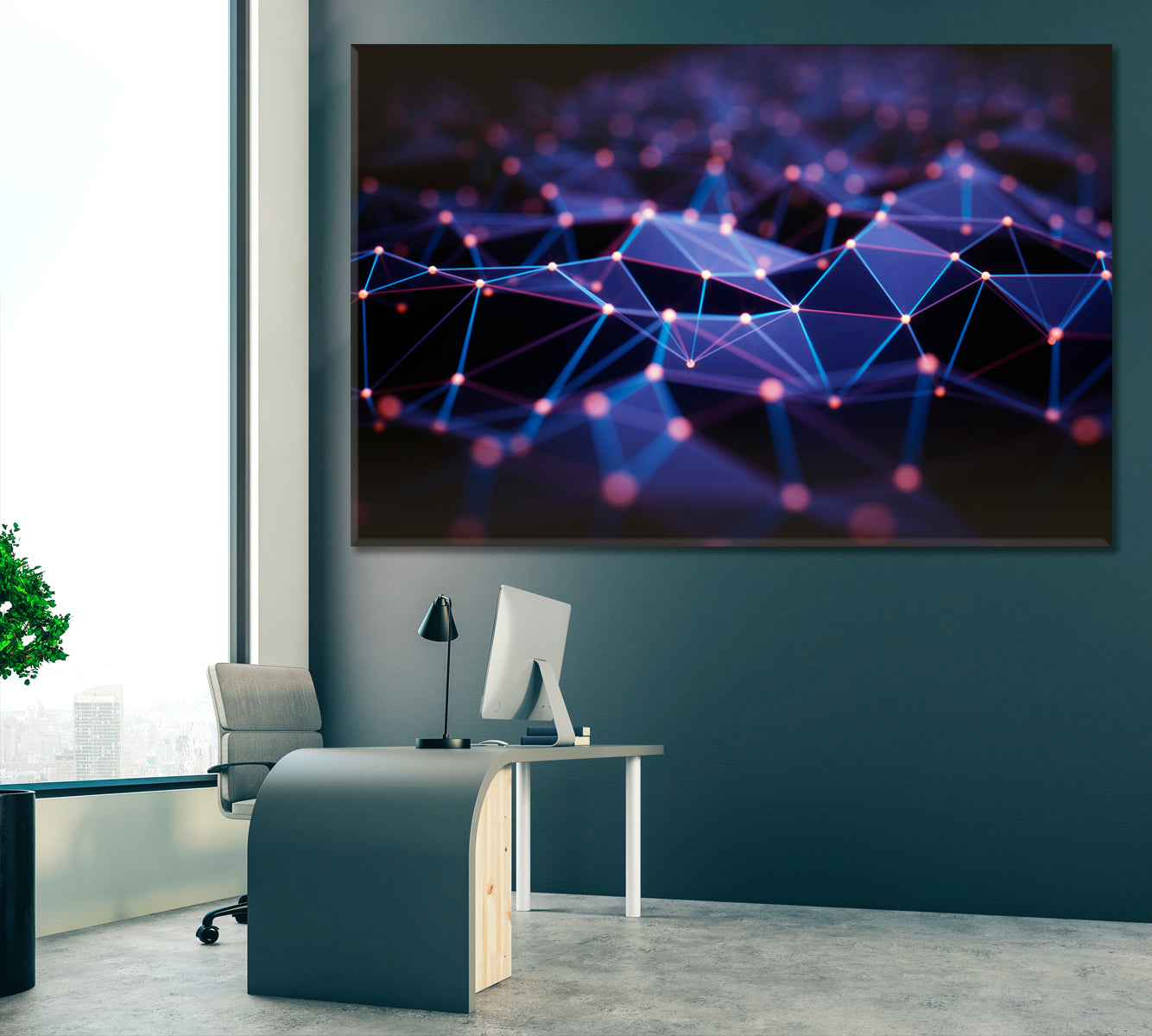 Abstract Network Connection Triangle Lines