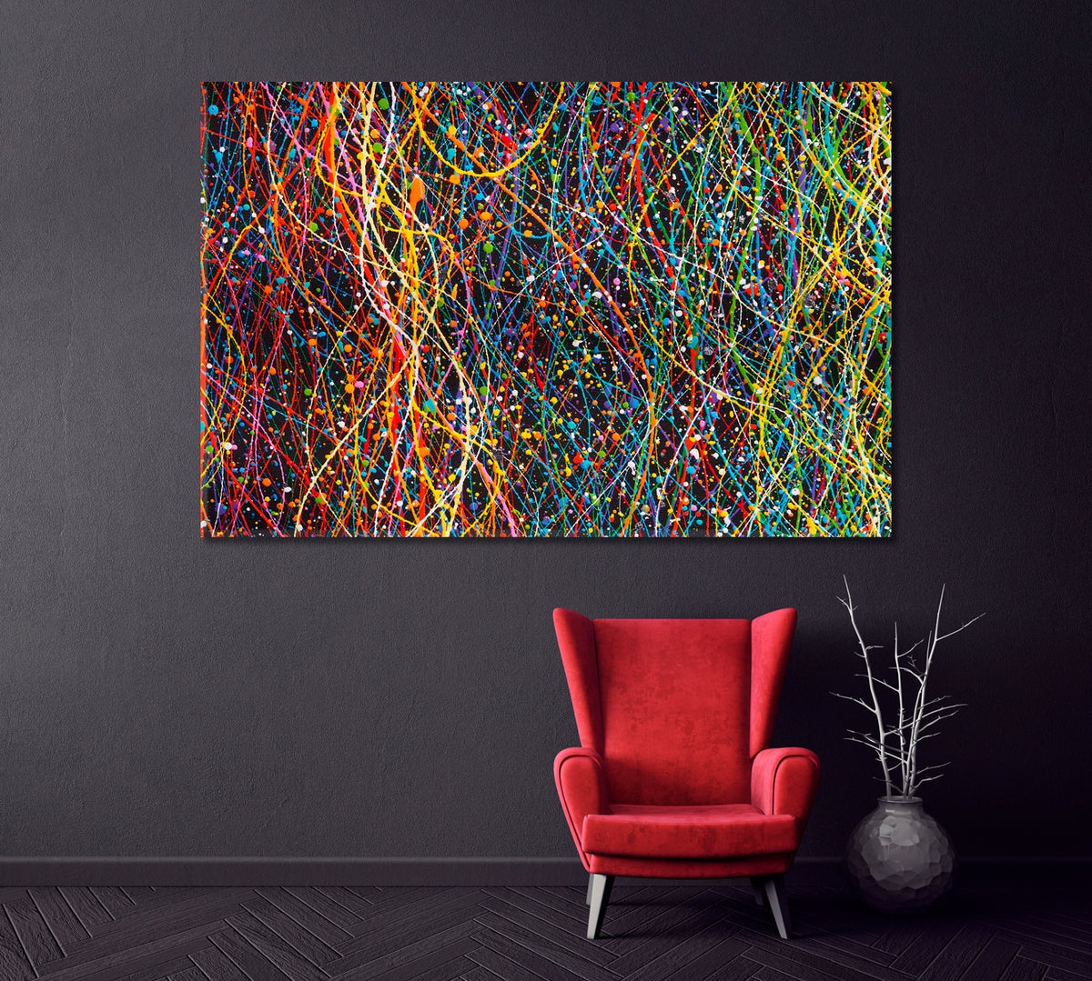 Splash of Colorful Ink Canvas Print ArtLexy 1 Panel 24"x16" inches 