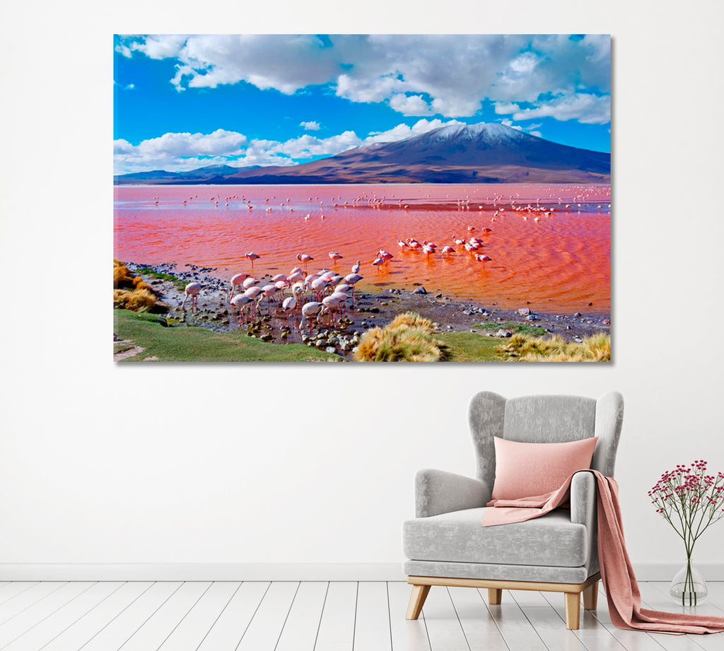 Flamingos in Laguna Colorada Bolivia Canvas Print ArtLexy 1 Panel 24"x16" inches 