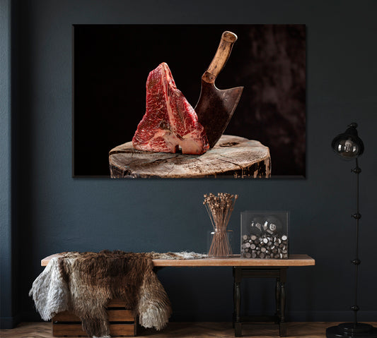 Raw T-bones Steak Canvas Print ArtLexy   