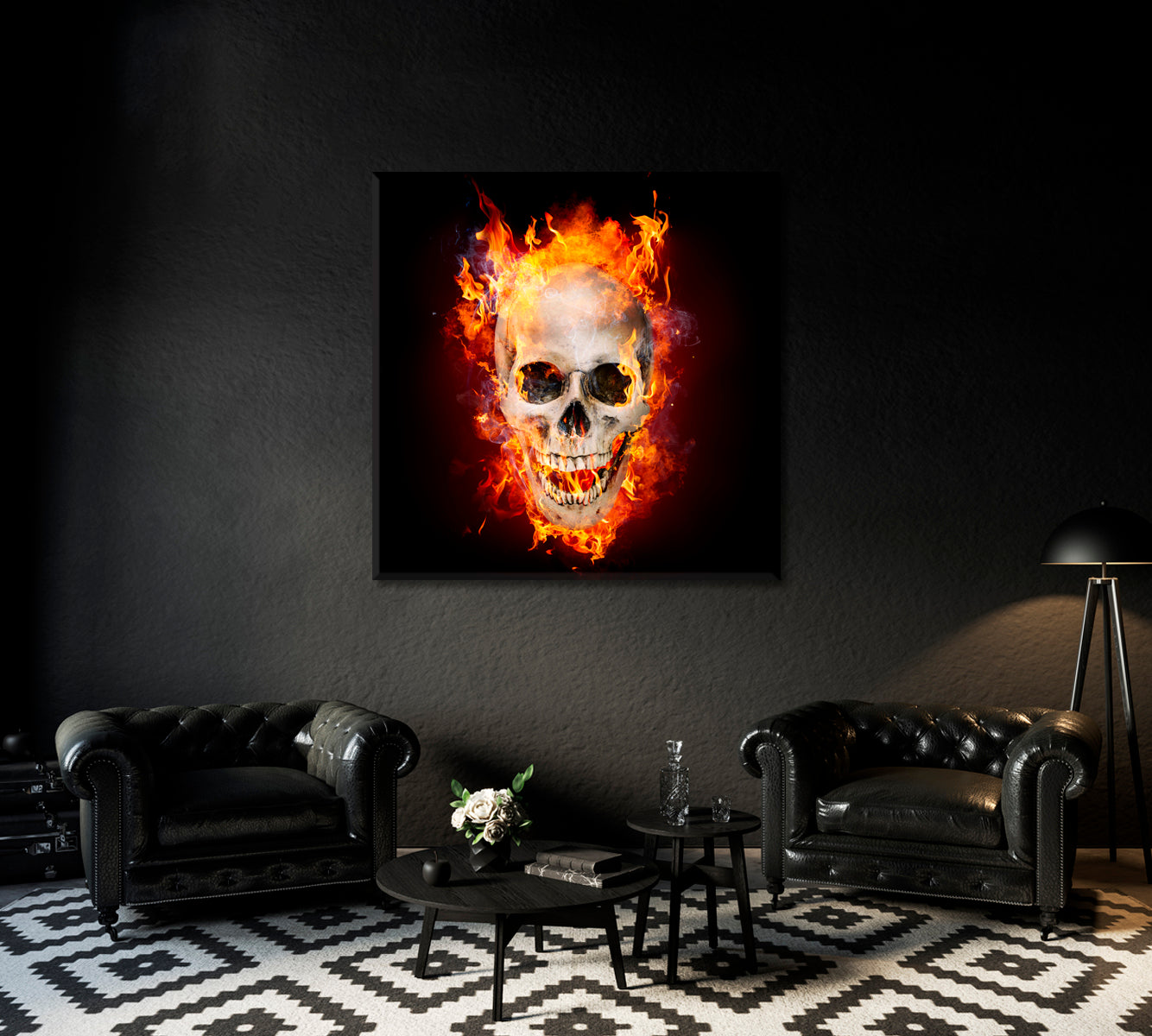 Flaming Skull Canvas Print ArtLexy   