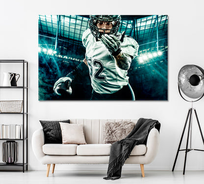 American Football Player Canvas Print ArtLexy 1 Panel 24"x16" inches 