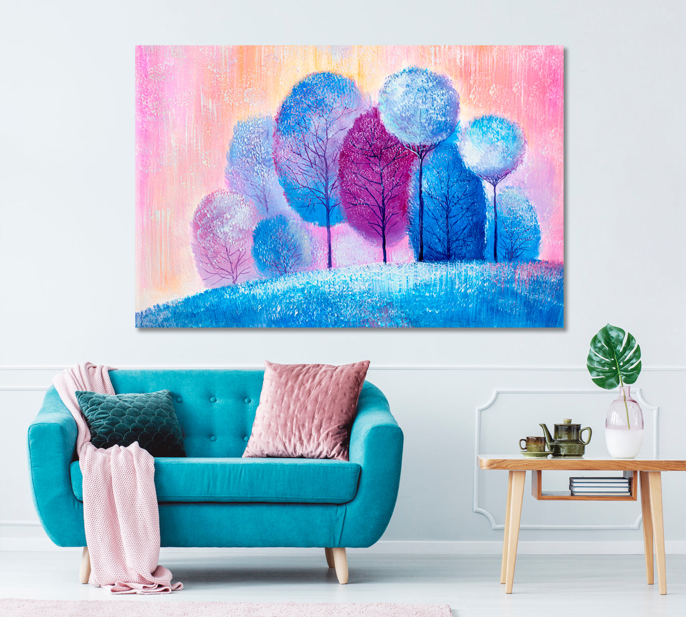 Abstract Colorful Forest Canvas Print ArtLexy 1 Panel 24"x16" inches 