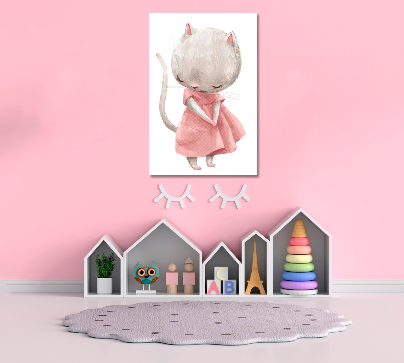 Little Kitten Girl Canvas Print ArtLexy 1 Panel 16"x24" inches 