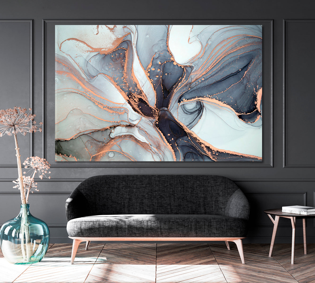 Luxury Modern Abstract Marble Ink Canvas Print ArtLexy 1 Panel 24"x16" inches 