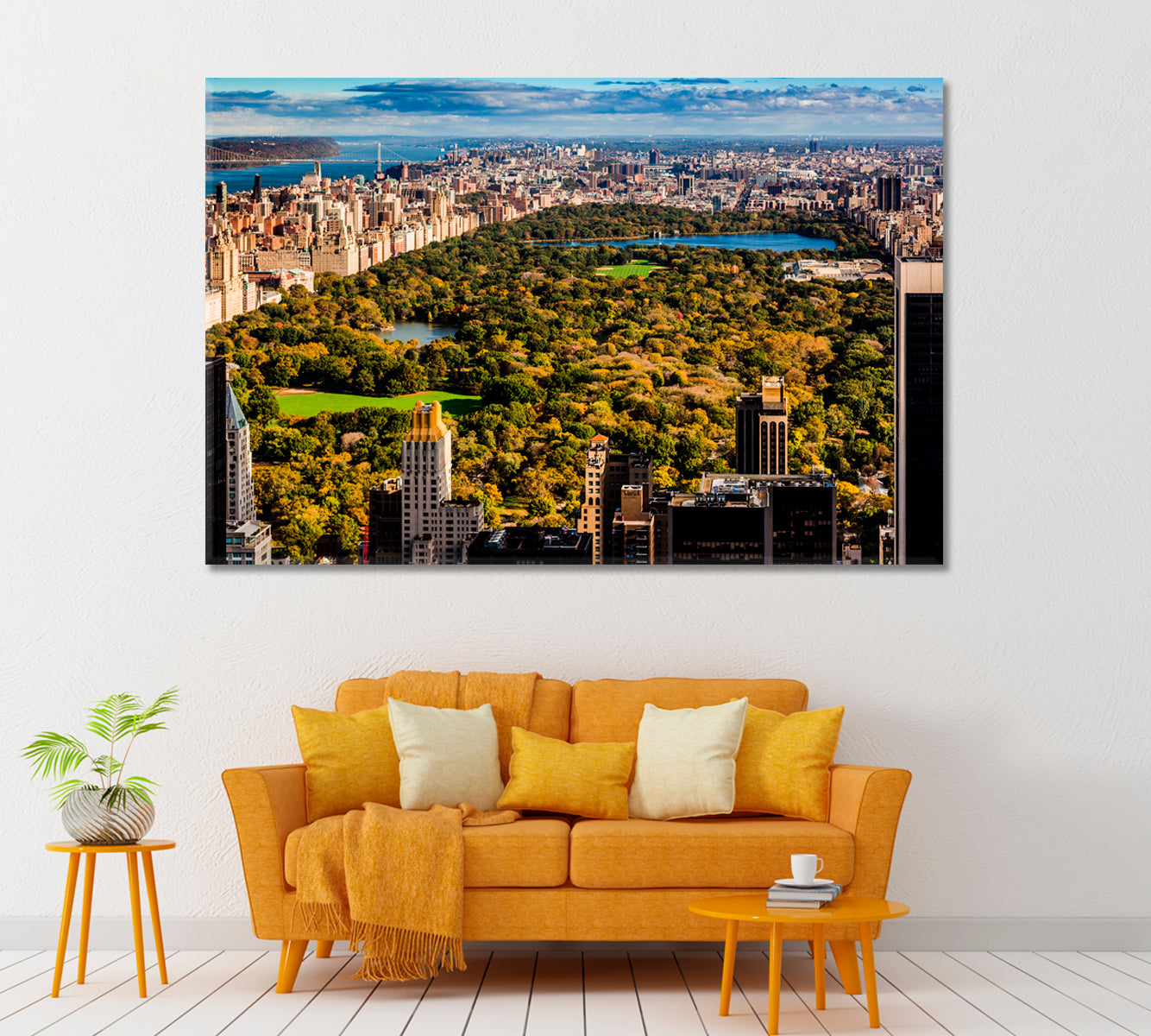 New York Central Park Autumn Morning Canvas Print ArtLexy 1 Panel 24"x16" inches 