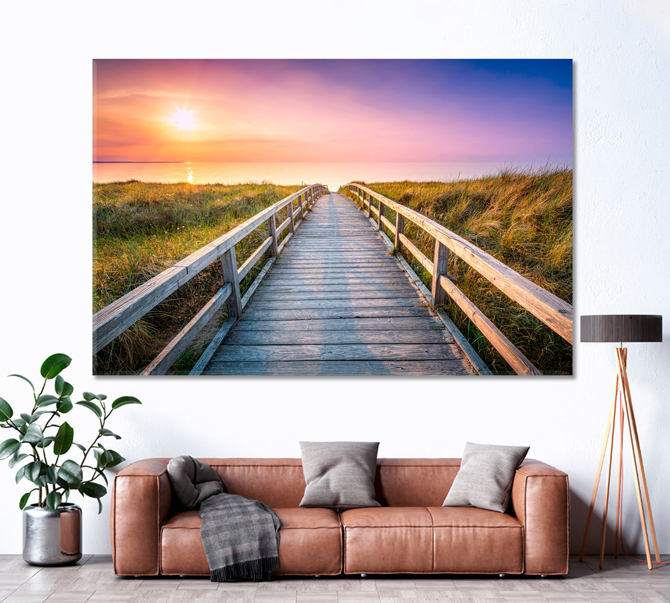 Wooden Pier North Sea Germany Canvas Print ArtLexy 1 Panel 24"x16" inches 