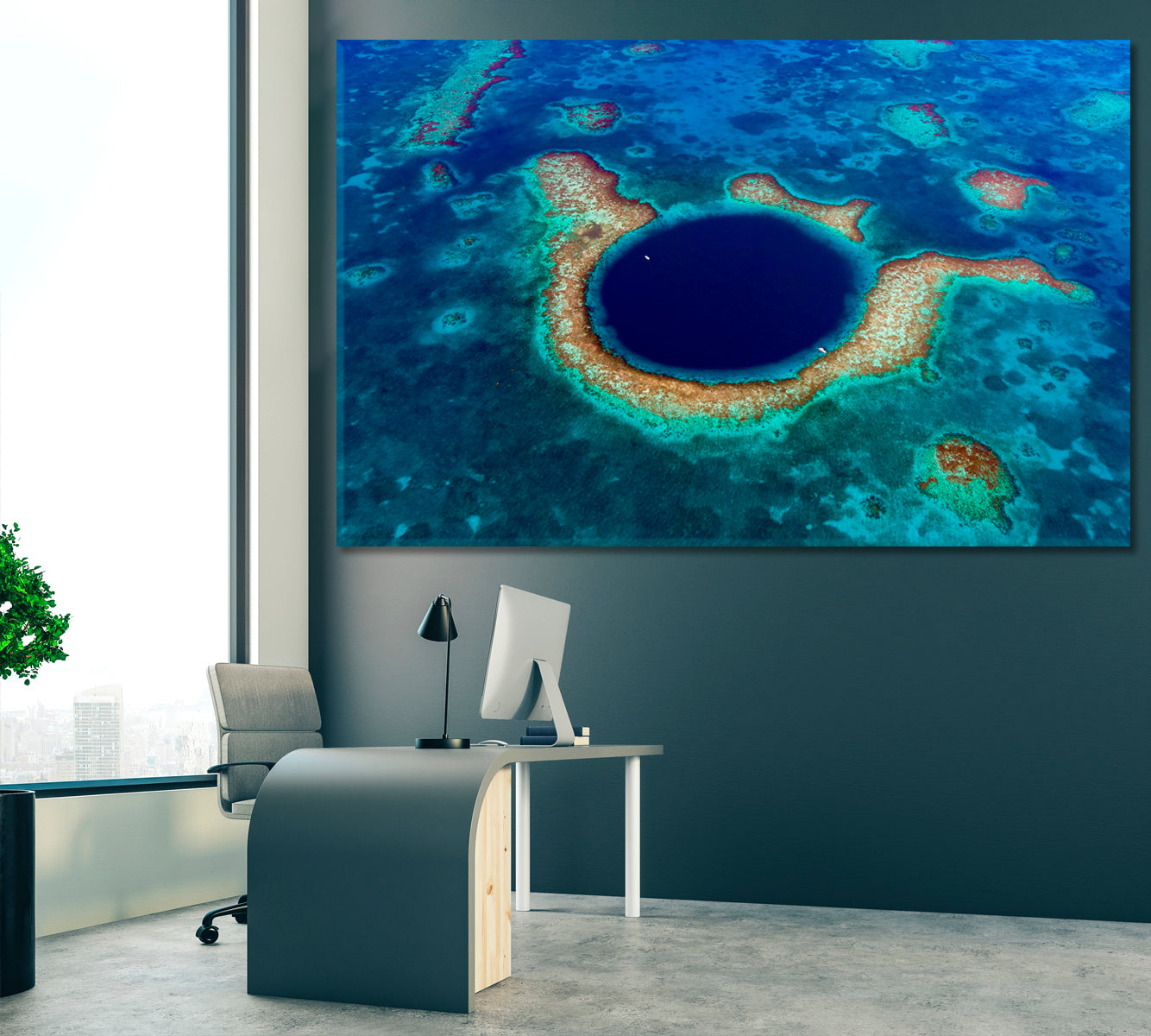 Great Blue Hole in Belize Canvas Print ArtLexy 1 Panel 24"x16" inches 