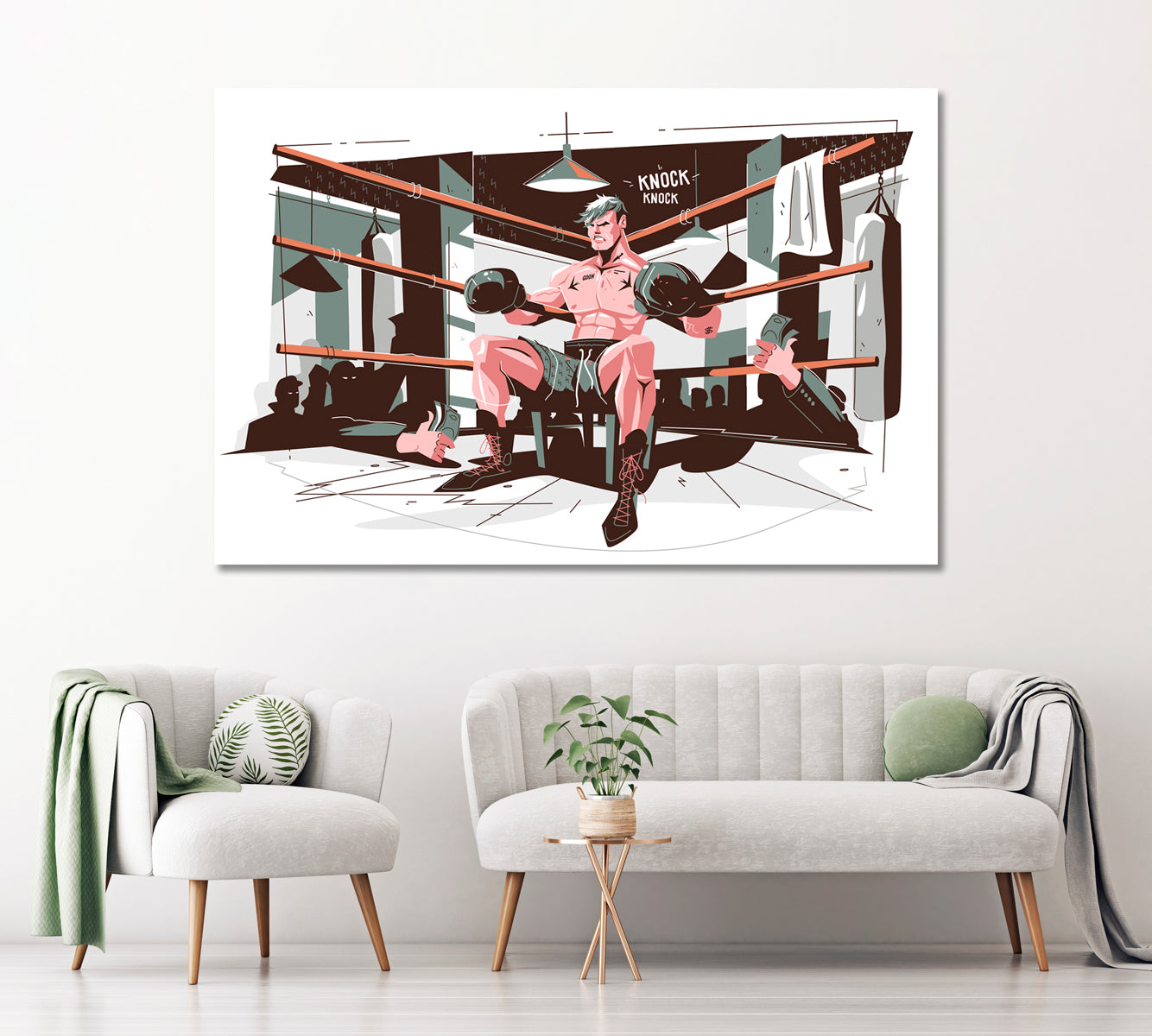 Boxer on Boxing Ring Canvas Print ArtLexy 1 Panel 24"x16" inches 