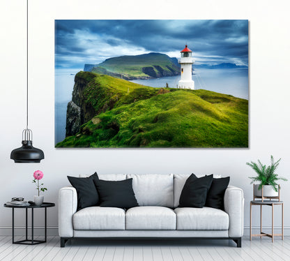 Mykines Lighthouse Faroe Islands Denmark Canvas Print ArtLexy 1 Panel 24"x16" inches 