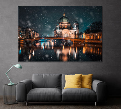Berlin Cathedral on Spree River Canvas Print ArtLexy 1 Panel 24"x16" inches 