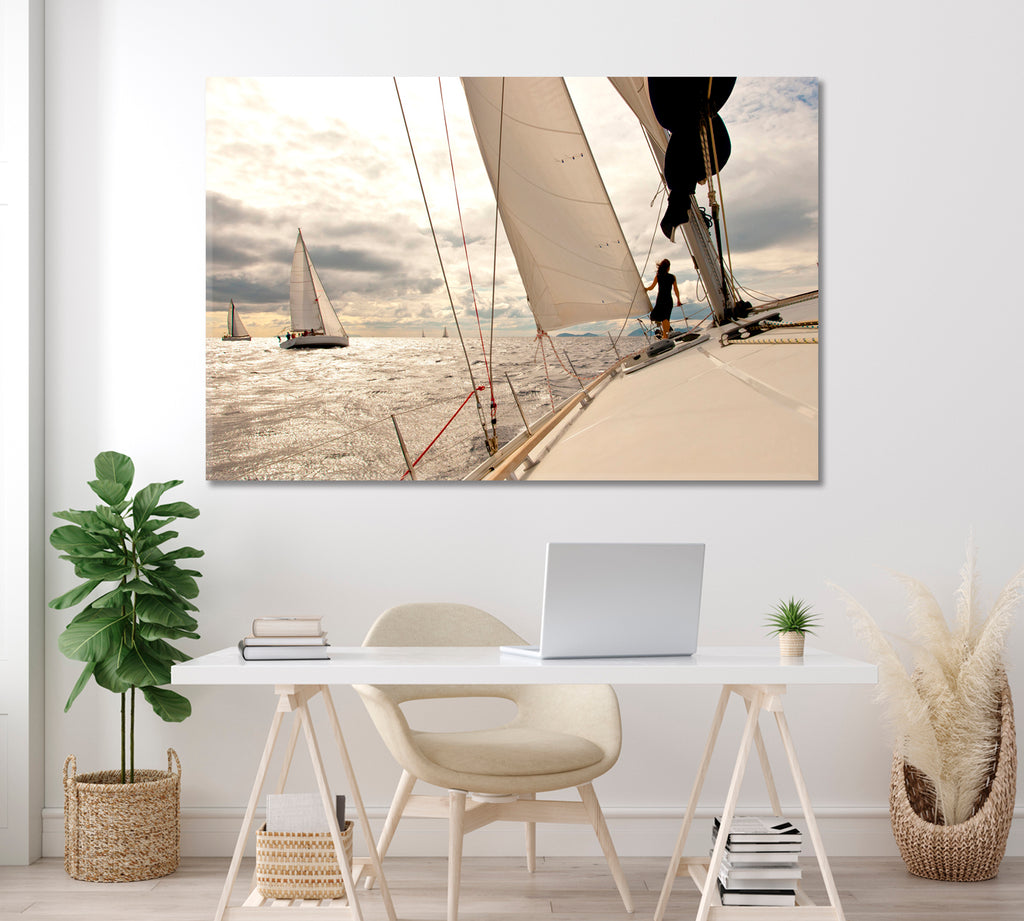 Yacht Racing Canvas Print ArtLexy 1 Panel 24"x16" inches 