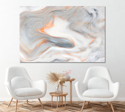 Luxury Gray Marble with Golden Veins Canvas Print ArtLexy 1 Panel 24"x16" inches 