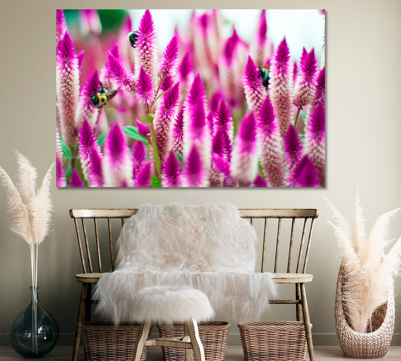 Celosia Flowers Canvas Print ArtLexy 1 Panel 24"x16" inches 