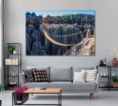 Hanging Bridge at Tsingy de Bemaraha National Park Madagascar Canvas Print ArtLexy   