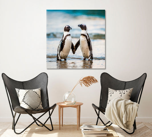 Couple of African Penguins Canvas Print ArtLexy 1 Panel 12"x12" inches 
