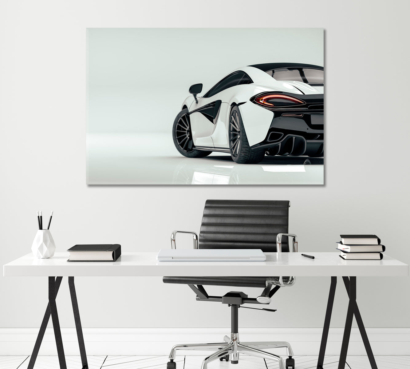 White Sports Car Canvas Print ArtLexy   