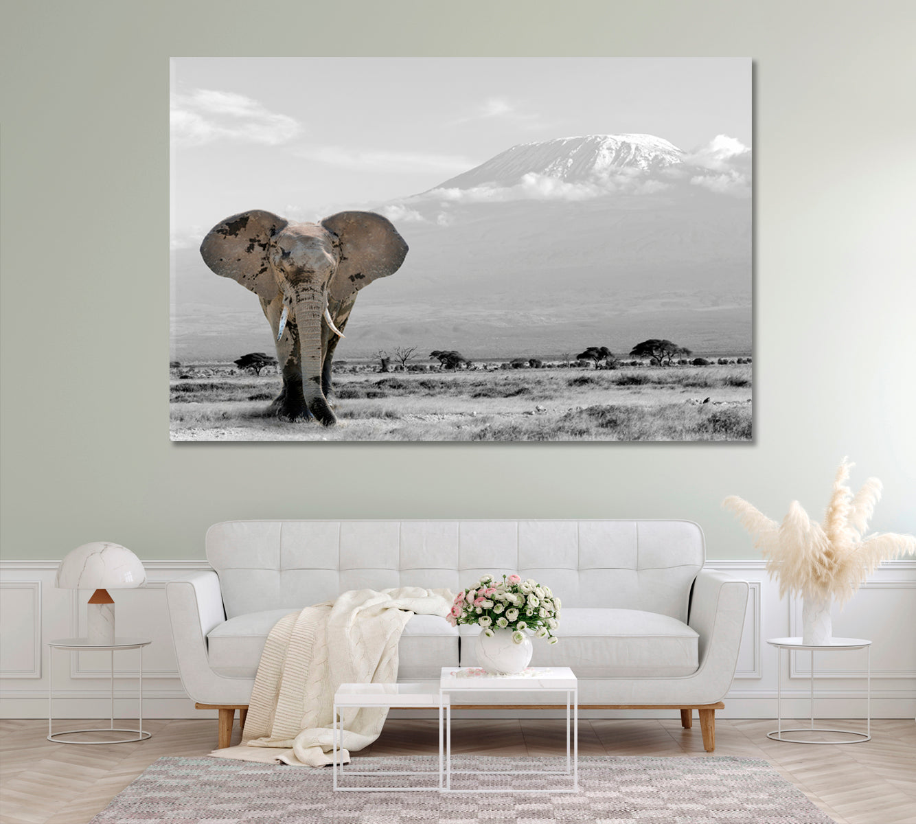 Elephant in Kenya National Park Canvas Print ArtLexy 1 Panel 24"x16" inches 