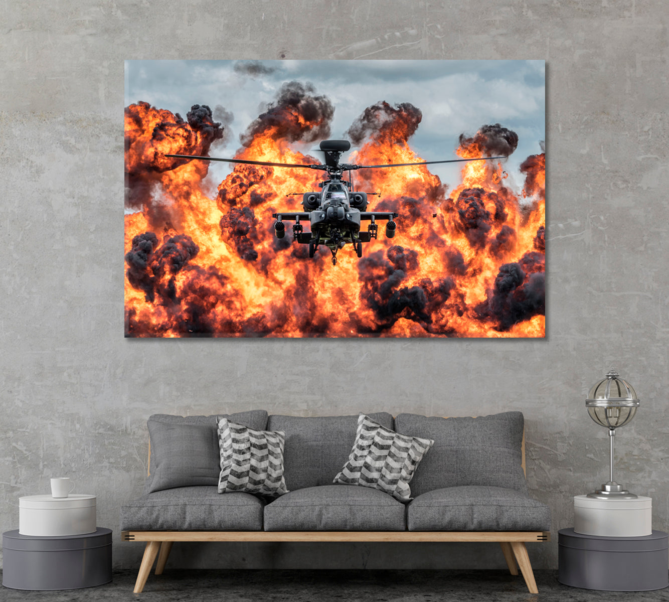 AgustaWestland Apache Helicopter WAH-64D Canvas Print ArtLexy 1 Panel 24"x16" inches 