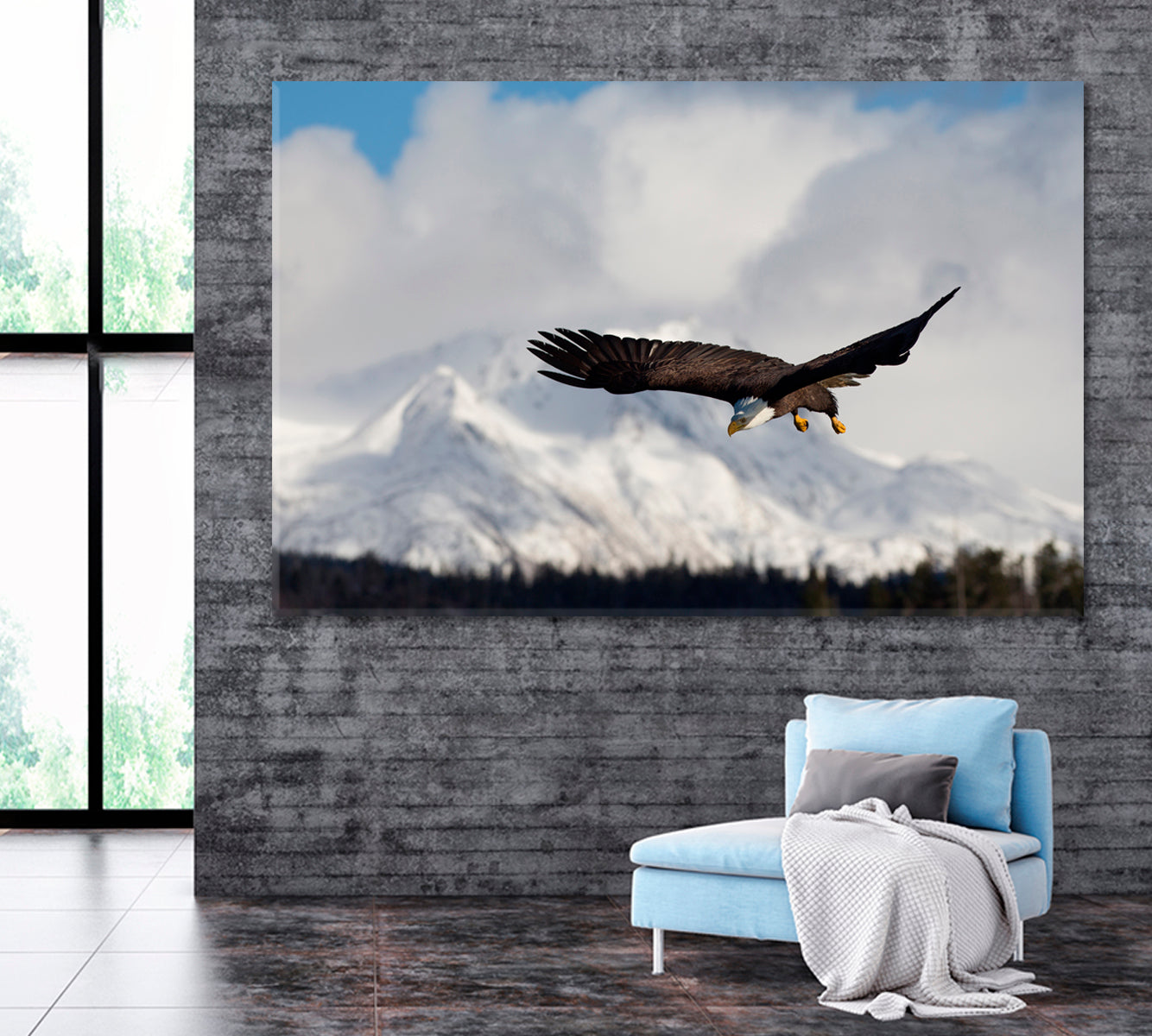 Flight of Bald Eagle Homer Alaska Canvas Print ArtLexy 1 Panel 24"x16" inches 