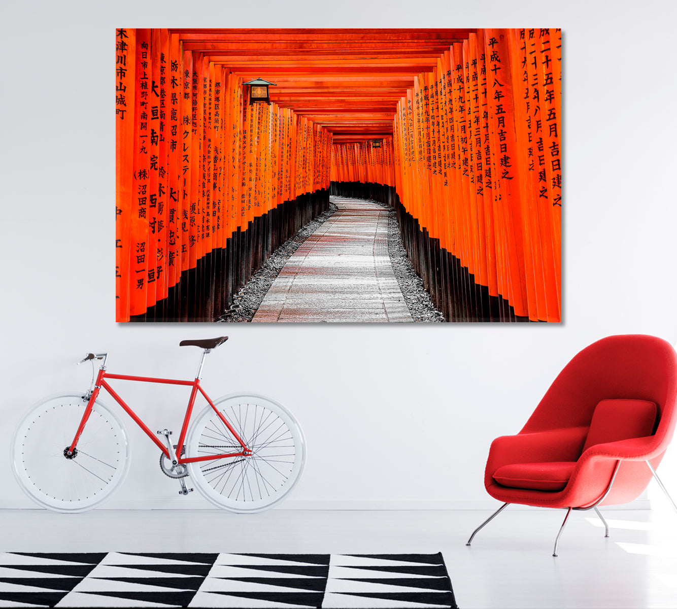 Red Torii Gate Fushimi Inari Shrine Kyoto Japan Canvas Print ArtLexy 1 Panel 24"x16" inches 