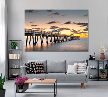 Juno Beach Pier Florida Canvas Print ArtLexy 1 Panel 24"x16" inches 