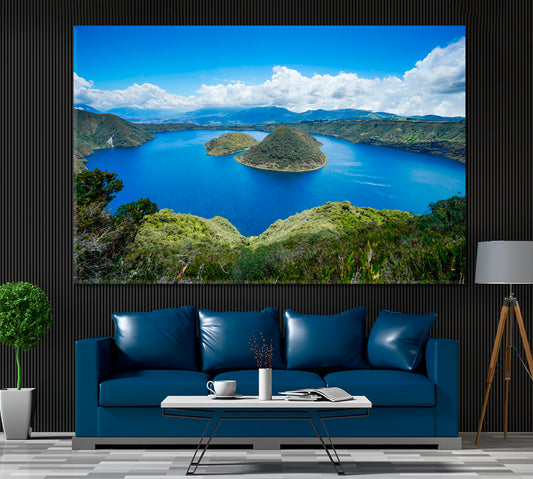 Gorgeous Blue Cuicocha Lake Ecuador Canvas Print ArtLexy 1 Panel 24"x16" inches 